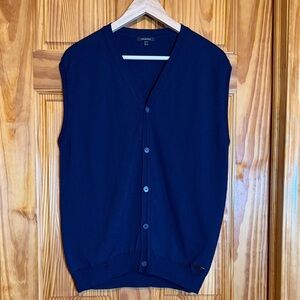 Pedro del Hierro Navy Blue Merino Wool Sweater Vest